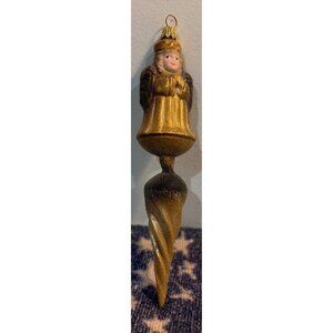 Vintage Lauscha Glas Creation Gold Angel Glass Christmas Tree Ornament